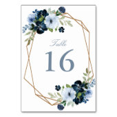 Moderne marine en lichtblauw lijst bruiloft kaart (Achterkant)