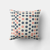 Moderne marine en perzik geometrische polka stippe kussen (Achterkant)