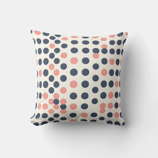 Moderne marine en perzik geometrische polka stippe kussen (Voorkant)