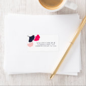 Moderne marine en roze Ginkgo Leaves Return Addres Etiket (Insitu)