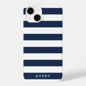 Moderne marine en White Stripe gepersonaliseerd Case-Mate iPhone Case (Achterkant)
