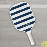 Moderne marine en White Striped Pattern Custom Nam Pickleball Paddle<br><div class="desc">Rugby Stripes - Een preppy patroon met vetgedrukte strepen en een monogram van uw voor- of achternaam. Dit ontwerp omvat een trendy wit gestreepte patroon - als uw kunst nog moet worden aangepast, klik op Customize Deze knoop. Dit zal u naar een ontwerpgebied brengen waar u dingen rond kunt bewegen...</div>