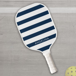 Moderne marine en White Striped Pattern Custom Nam Pickleball Paddle