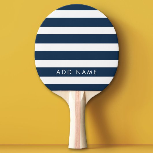 Moderne marine en White Striped Pattern Custom Nam Tafeltennisbatje