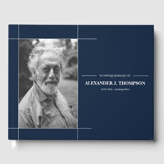 Moderne marine en wit in liefdevolle herinnering b gastenboek (Voorkant)