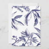 Moderne Marine en Witte Bladeren Bloemen Bevestigi Kaart (Achterkant)