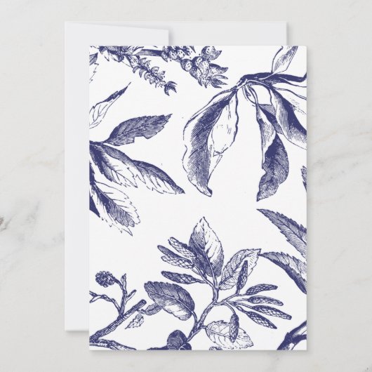 Moderne Marine en Witte Bladeren Bloemen Bevestigi Kaart (Achterkant)