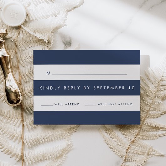 Moderne marine en witte strepe RSVP