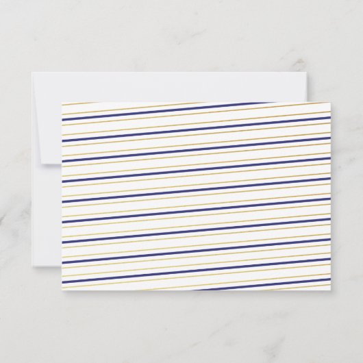 Moderne marine & Gold Striped Afstuderen Word of A Kaart (Achterkant)