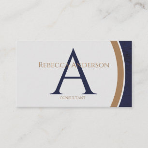 Moderne marine, goud en grijs monogram visitekaartje