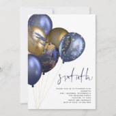 Moderne marine gouden ballonnen 60e verjaardag par kaart (Voorkant)