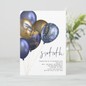 Moderne marine gouden ballonnen 60e verjaardag par kaart (Staand voorkant)