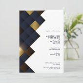 Moderne Marine & Gouden Diamanten bruiloft Kaart (Staand voorkant)