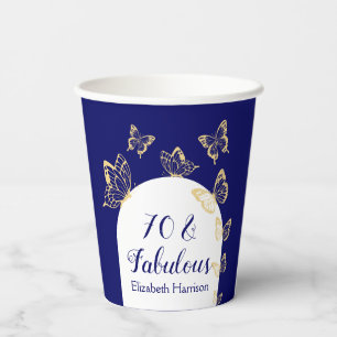 Moderne marine gouden vlinders Fabulous verjaardag Papieren Bekers