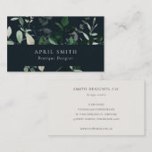 Moderne marine Green Leafy Tropical Foliage Fern Visitekaartje (Voorkant / Achterkant)