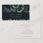 Moderne marine Green Leafy Tropical Foliage Fern Visitekaartje (Voorkant / Achterkant)