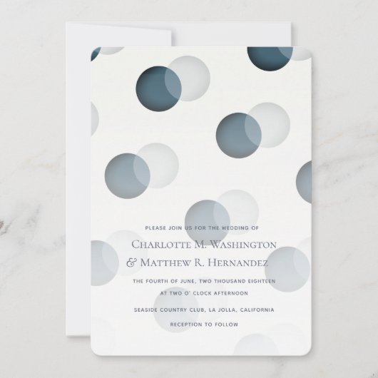 Moderne Marine Grijze Dot Patroon Huwelijksuitnodi Kaart (Voorkant)