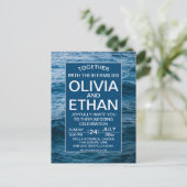 Moderne marine-huwelijksuitnodiging in navyblauw briefkaart (Staand voorkant)