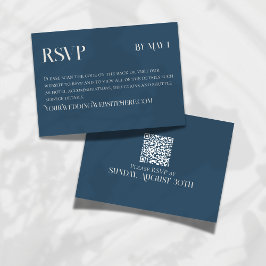 Moderne marine klassieke trouw-RSVP met QR-code RSVP Kaartje