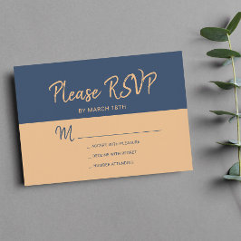 Moderne marine koper trendy typografie bruiloft rs RSVP kaartje