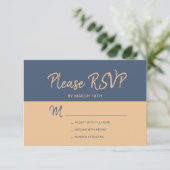 Moderne marine koper trendy typografie bruiloft rs RSVP kaartje (Staand voorkant)