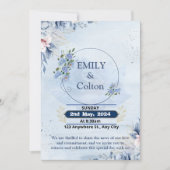 Moderne Marine & Lichtblauwe Bloemen Uitnodiging (Voorkant)