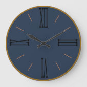 Moderne marine met Gold Trim Acrylwandklok Grote Klok (Voorkant)