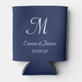 Moderne marine monogram trouwfeest favor blikjeskoeler (Voorkant)