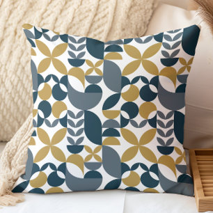 Moderne marine mosterd abstract geometrisch patroo kussen