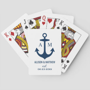 Moderne marine nautisch anker monogram pokerkaarten