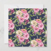 Moderne Marine Roze Bloemen Bevestiging Kaart (Achterkant)