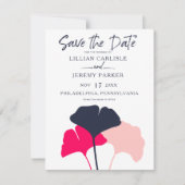 Moderne marine, roze inkgo laat de datum op, STD Kaart (Voorkant)