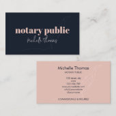 Moderne Marine Roze Notaris Lening Signing Agent Visitekaartje (Voorkant / Achterkant)