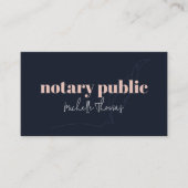 Moderne Marine Roze Notaris Lening Signing Agent Visitekaartje (Voorkant)
