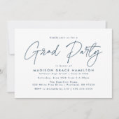 Moderne Marine Script Afstudeerfeest Kaart (Voorkant)