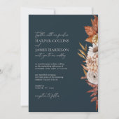 Moderne Marine Terracotta Bloemen Boho Herfst Brui Kaart (Voorkant)