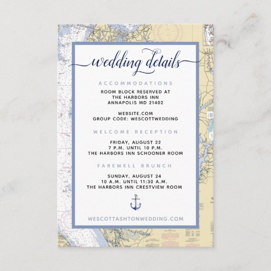 Moderne Marine #Wedding Annapolis MD Nautische kaa Informatiekaartje (Voorkant)