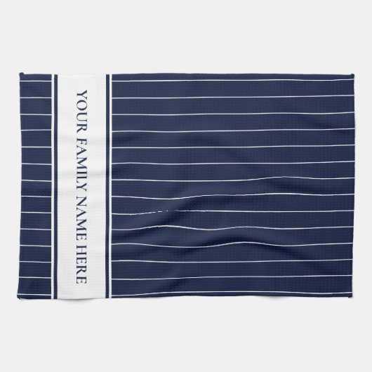 Moderne marine White Striped Kitchen Theedoek (Horizontaal)