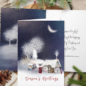 Moderne Marine Winter Village Scene Rustieke Kerst Feestdagen Kaart