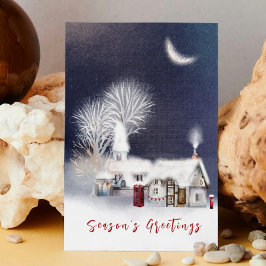 Moderne Marine Winter Village Scene Rustieke Kerst Feestdagen Kaart