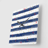 Moderne marine, witte, gouden strepen, Confetti kl Vierkante Klok (Hoek)