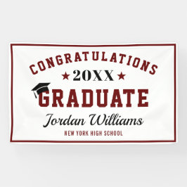 Moderne marine zwarte klasse van 2024 afstudeerfee spandoek