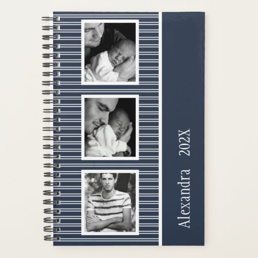 Moderne marineblauw 3 Foto 2023, aangepast Planner (Voorkant)