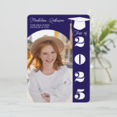 Moderne marineblauw 4 foto's Afstuderen Kaart (Staand voorkant)