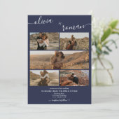 Moderne marineblauw 6 foto's rooster collage bruil kaart (Staand voorkant)