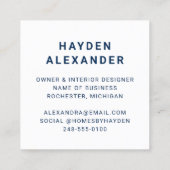 Moderne marineblauw aangepaste Logo voor zakelijk  Vierkante Visitekaartje (Achterkant)