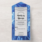 Moderne marineblauw Abstract olieverf All In One Uitnodiging (Binnen)