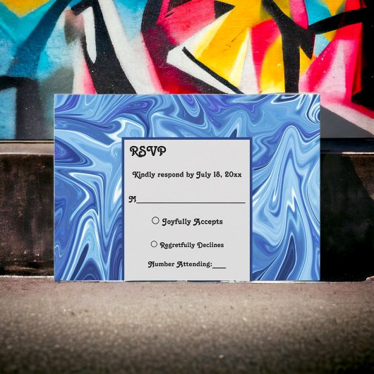 Moderne marineblauw Abstract olieverf RSVP Kaartje