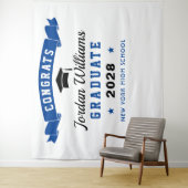 Moderne marineblauw Afstuderen Foto Booth-achtergr Wandkleed (In situ)