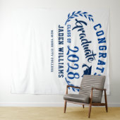 Moderne marineblauw Afstuderen Foto Booth-achtergr Wandkleed (In Situ (horizontaal))